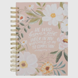 Good Work Peach Floral Spiral Journal