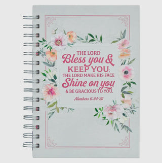 Bless You And Keep You White And Pink Spiral Journal