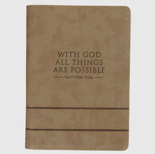 With God All Things Are Possible Tan Faux Leather Journal