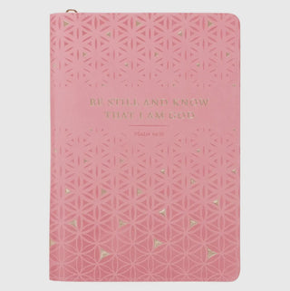 Be Still And Know Geometric Pink Faux Leather Journal