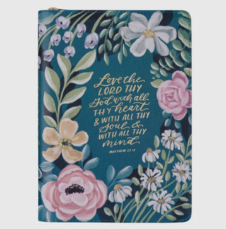 Love The Lord Teal Floral Faux Leather Journal With Zipper