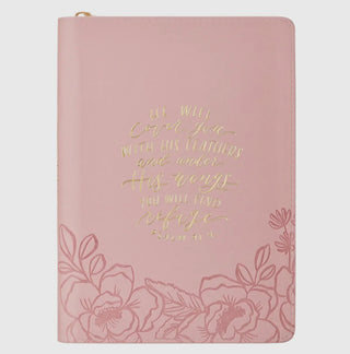 Under His Wings Pink Faux Leather Classic Journal With Zipper