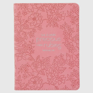 More Precious Than Rubies Strawberry-Pink Faux Leather Journal