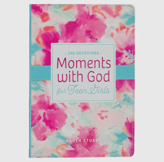 Moments With God For Teen Girls Pink Floral Faux Leather Gift Book