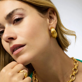 Portofino Statement Hoop- Gold