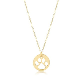 16” Necklace Gold- Paw Print Gold Disc