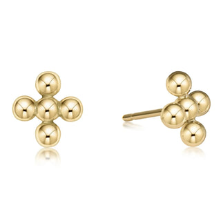 Signature Cross Beaded 4mm Gold Stud