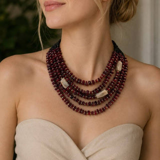 STONE BEAD MULTI STRAND LAYERED NECKLACE, LVCH 097