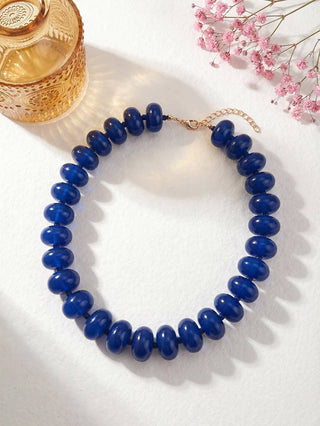 Flat Beaded Necklace Chunky Disc Choker