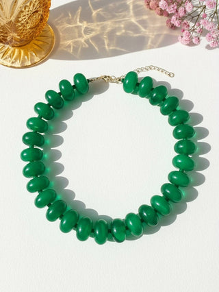Flat Beaded Necklace Chunky Disc Choker