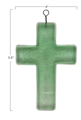 Hanging Recycled Glass Cross