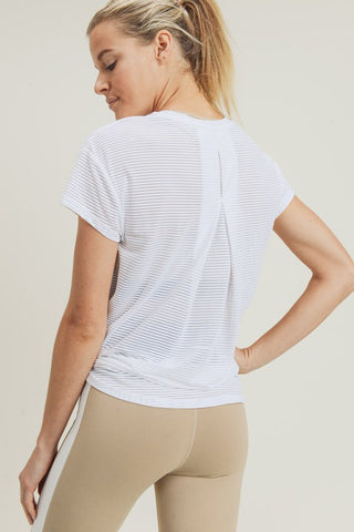 Sheer Striped Mesh Tee