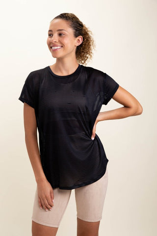 Sheer Striped Mesh Tee