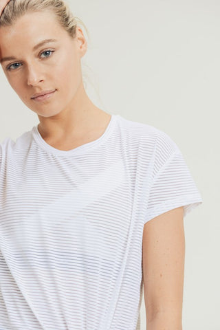 Sheer Striped Mesh Tee