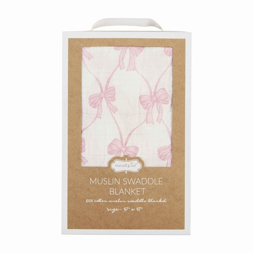 MP Pink Bow Swaddle Blanket