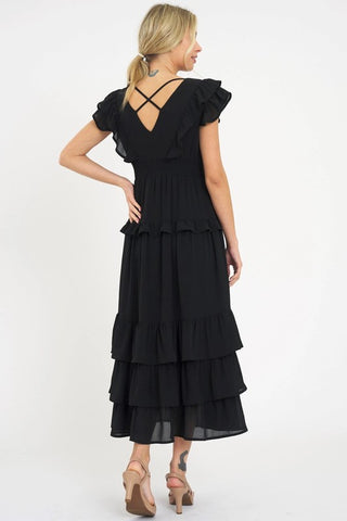 SOLID RUFFLED MAXI DRESS