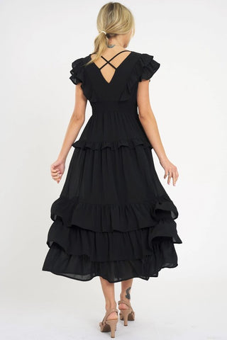 SOLID RUFFLED MAXI DRESS