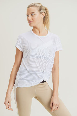 Sheer Striped Mesh Tee