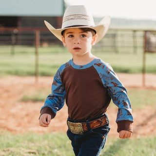 Long Sleeve Boys Shirt Farm Print Kids