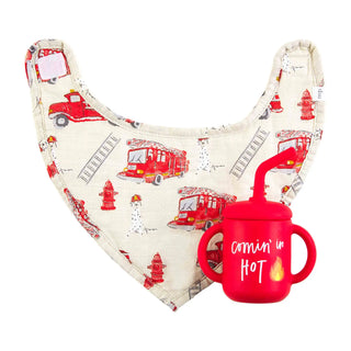 Firetruck Bib and Cup Set